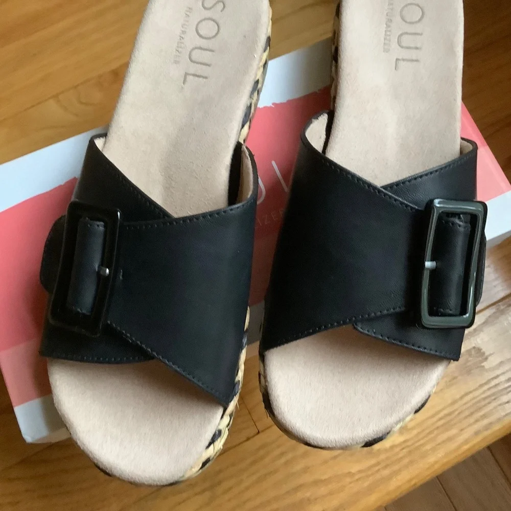 Soul Naturalizer Day Break Slide Sandal Black Raffia SZ 9